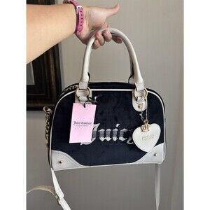 NWT Juicy Couture Retro Vibe Satchel / Crossbody - Liquorice Black Y2K Velour